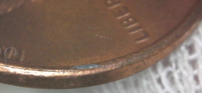 2013-P-Lincoln-Shield-Cent-Struck-Through-Shaved-Off-Rim-Burr-Found-CRH